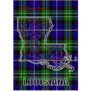 Louisiana Tartan Map Art Print